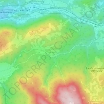 Topografische kaart Kranzbach, hoogte, reliëf