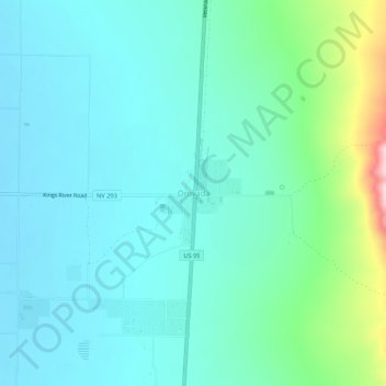 Topografische kaart Orovada, hoogte, reliëf