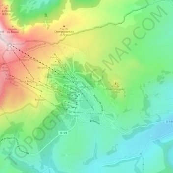 Topografische kaart Super Besse, hoogte, reliëf