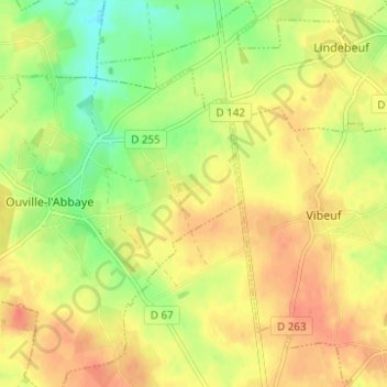 Topografische kaart Le Mesnil Roux, hoogte, reliëf