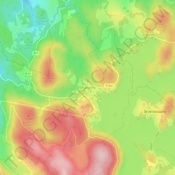 Topografische kaart Auphelle, hoogte, reliëf