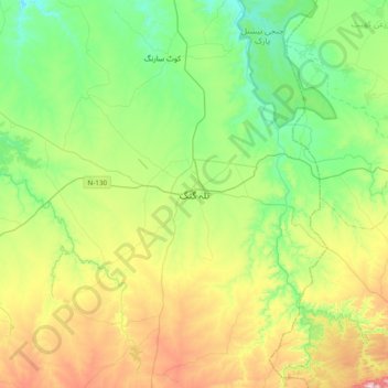 Topografische kaart تلہ گنگ, hoogte, reliëf