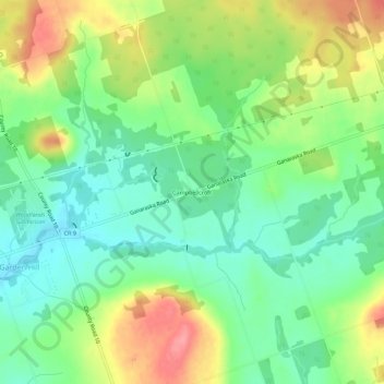 Topografische kaart Campbellcroft, hoogte, reliëf