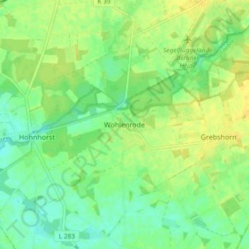 Topografische kaart Wohlenrode, hoogte, reliëf