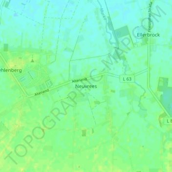 Topografische kaart Neuvrees, hoogte, reliëf