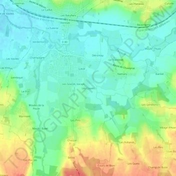 Topografische kaart Les Clayes, hoogte, reliëf