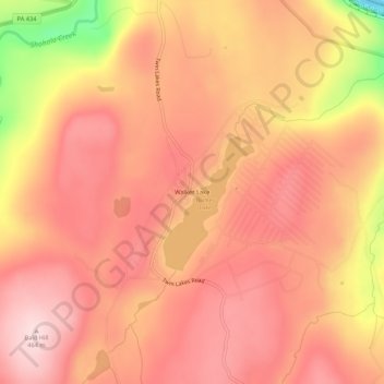 Topografische kaart Walker Lake, hoogte, reliëf