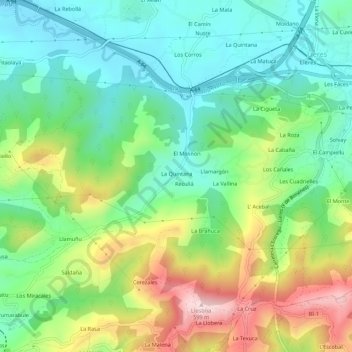 Topografische kaart Trespando, hoogte, reliëf