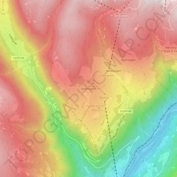 Topografische kaart Prato, hoogte, reliëf