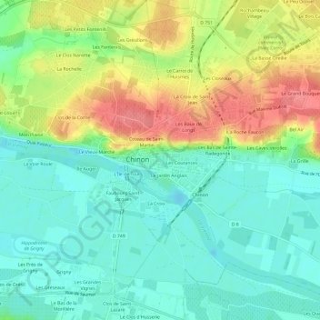 Topografische kaart La Ville, hoogte, reliëf