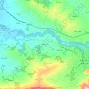 Topografische kaart Palmentata, hoogte, reliëf