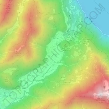 Topografische kaart Osigo, hoogte, reliëf