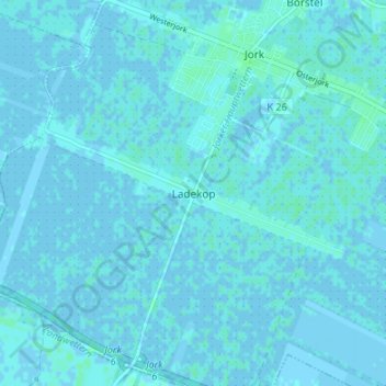 Topografische kaart Ladekop, hoogte, reliëf