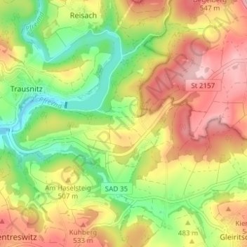 Topografische kaart Bierlhof, hoogte, reliëf