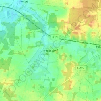 Topografische kaart Heuerstorf, hoogte, reliëf