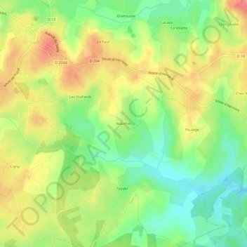 Topografische kaart Veaumas, hoogte, reliëf