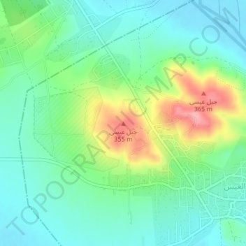 Topografische kaart Jabal `Isa, hoogte, reliëf