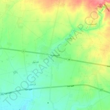 Topografische kaart القحطانية, hoogte, reliëf