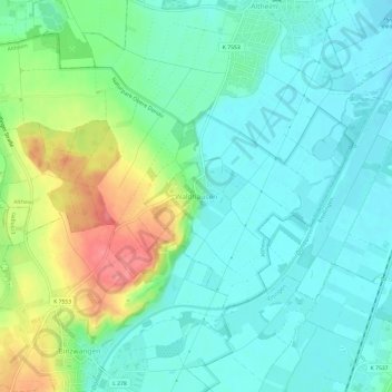 Topografische kaart Waldhausen, hoogte, reliëf