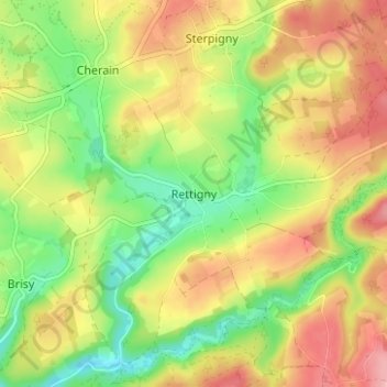 Topografische kaart Rettigny, hoogte, reliëf
