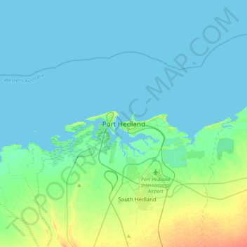 Topografische kaart Port Hedland, hoogte, reliëf