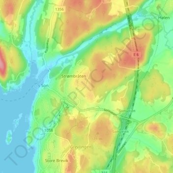 Topografische kaart Vollehagen, hoogte, reliëf