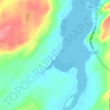 Topografische kaart Gander Bay, hoogte, reliëf