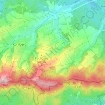 Topografische kaart Artesgrün, hoogte, reliëf