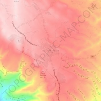Topografische kaart Testa dell'Acqua, hoogte, reliëf