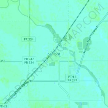 Topografische kaart Sanford, hoogte, reliëf