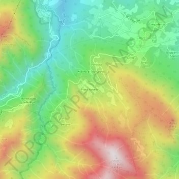 Topografische kaart Prato Novello, hoogte, reliëf