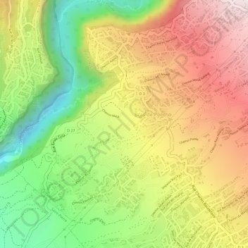 Topografische kaart Trois Mares, hoogte, reliëf