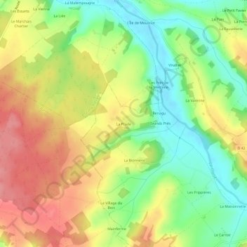 Topografische kaart La Prade, hoogte, reliëf