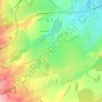 Topografische kaart Sault, hoogte, reliëf