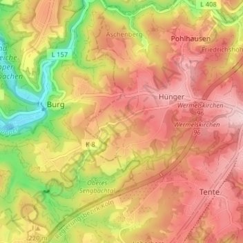 Topografische kaart Stolzenberg, hoogte, reliëf