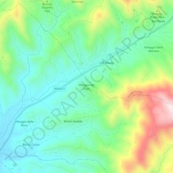 Topografische kaart Villaggio dei Gigli, hoogte, reliëf