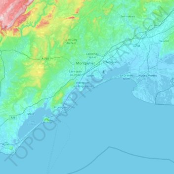 Topografische kaart L'Esclavon, hoogte, reliëf