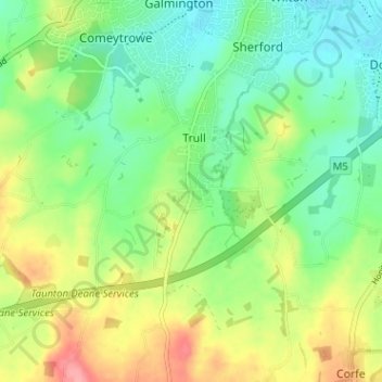 Topografische kaart Staplehay, hoogte, reliëf