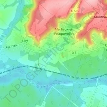 Topografische kaart Le Caquet, hoogte, reliëf