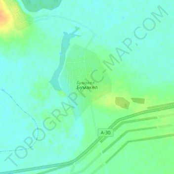 Topografische kaart Бумаколь, hoogte, reliëf