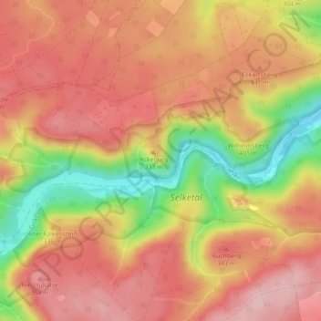 Topografische kaart Selkesicht, hoogte, reliëf