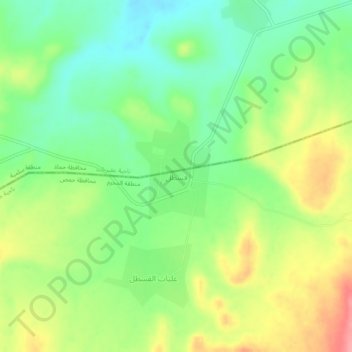 Topografische kaart Qastal, hoogte, reliëf