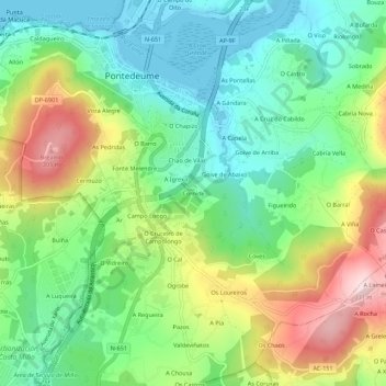 Topografische kaart Cornide, hoogte, reliëf