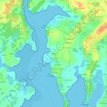 Topografische kaart Parun, hoogte, reliëf