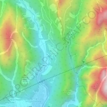 Topografische kaart Pradis, hoogte, reliëf