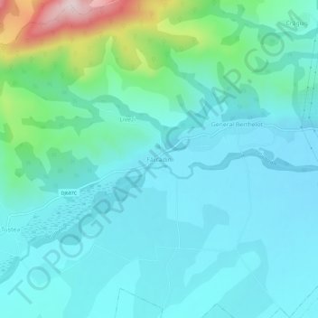 Topografische kaart Fărcădin, hoogte, reliëf