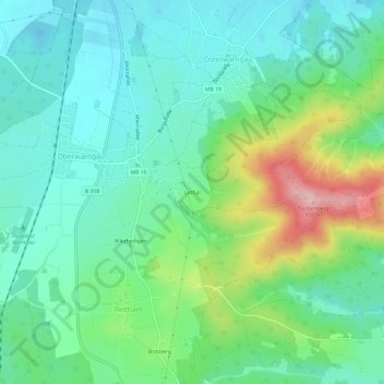 Topografische kaart Urthal, hoogte, reliëf