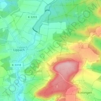Topografische kaart Finkenweiler, hoogte, reliëf