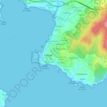 Topografische kaart Fincheira, hoogte, reliëf