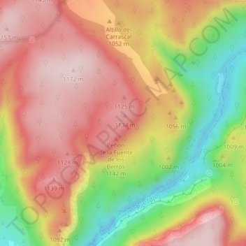 Topografische kaart Roquete, hoogte, reliëf